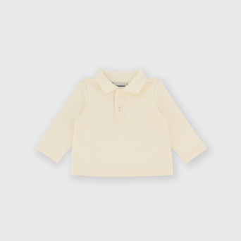 Polo maniche lunghe in cotone interlock da bambino bianco Polo maniche lunghe in cotone interlock da bambino bianco