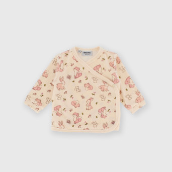 Maglietta maniche lunghe in ciniglia da bambina bianco Maglietta maniche lunghe in ciniglia da bambina bianco