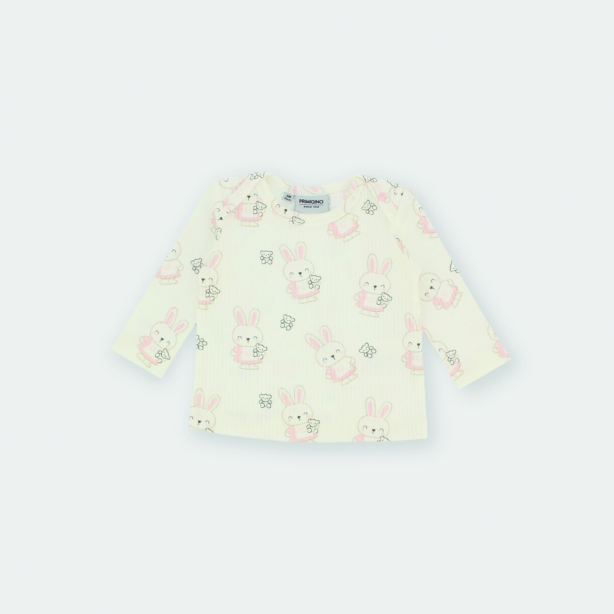 Maglietta&#x20;maniche&#x20;lunghe&#x20;in&#x20;costina&#x20;da&#x20;bambina&#x20;bianco