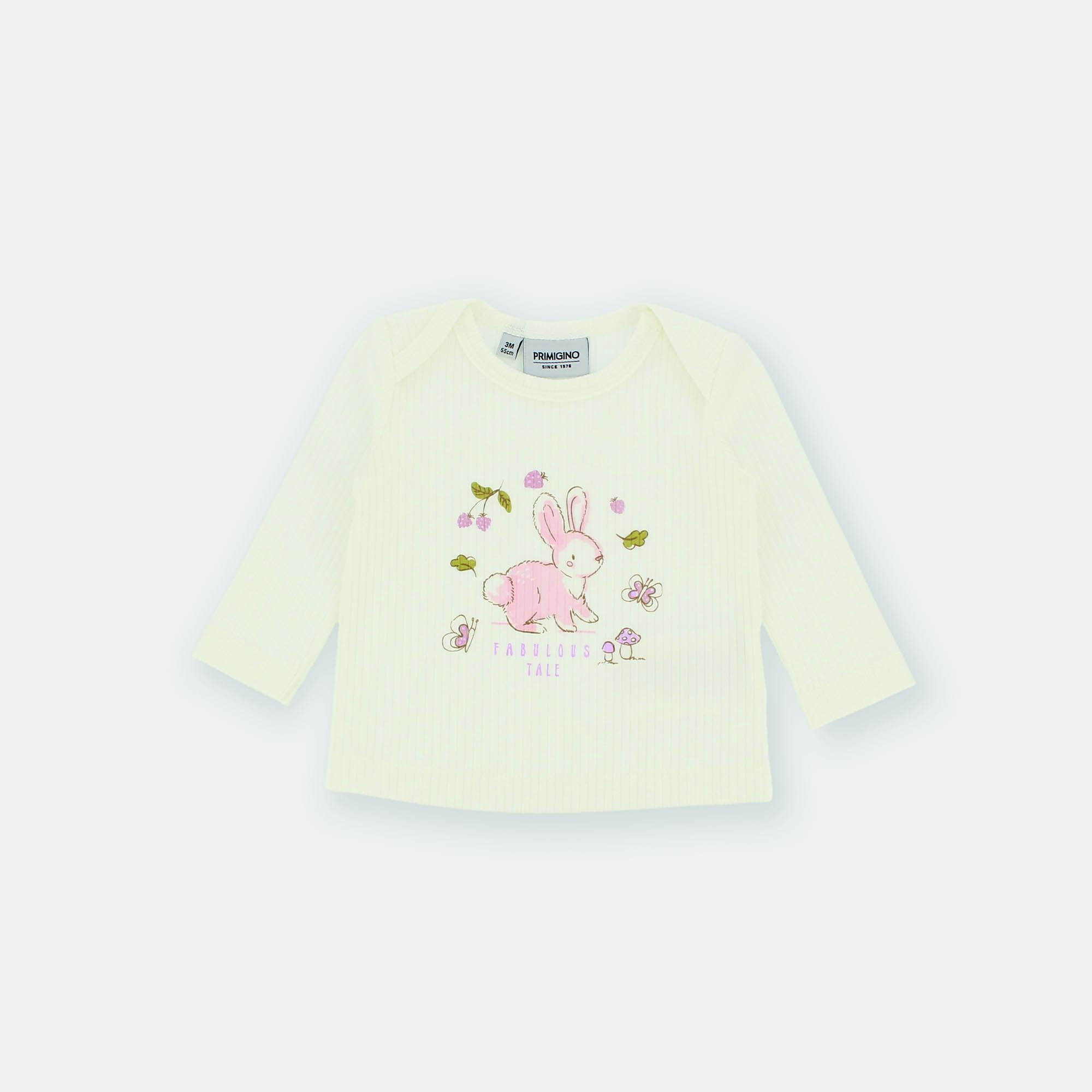 Maglietta&#x20;maniche&#x20;lunghe&#x20;in&#x20;costina&#x20;da&#x20;bambina&#x20;bianco