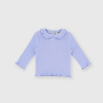 Maglietta maniche lunghe in costina da bambina viola Maglietta maniche lunghe in costina da bambina viola