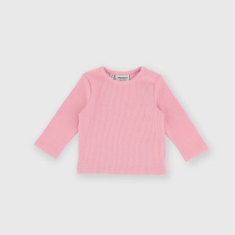 Maglietta maniche lunghe in costina da bambina rosa Maglietta maniche lunghe in costina da bambina rosa