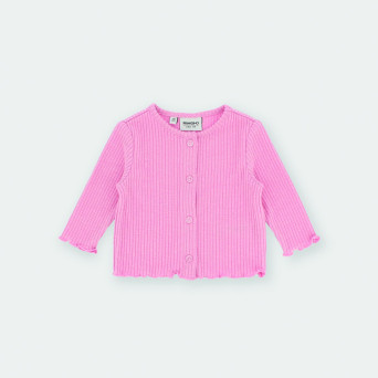 Cardigan in costina da bambina rosa Cardigan in costina da bambina rosa