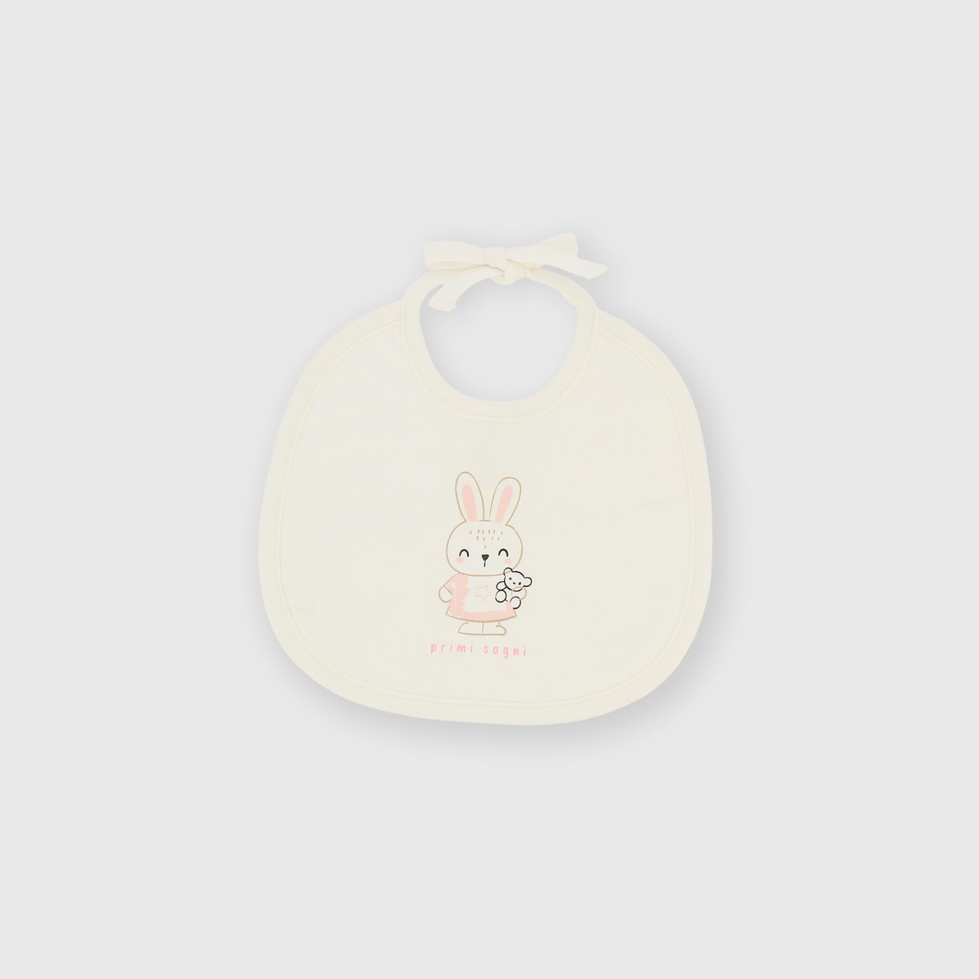 Bavaglino in cotone interlock da bambina bianco