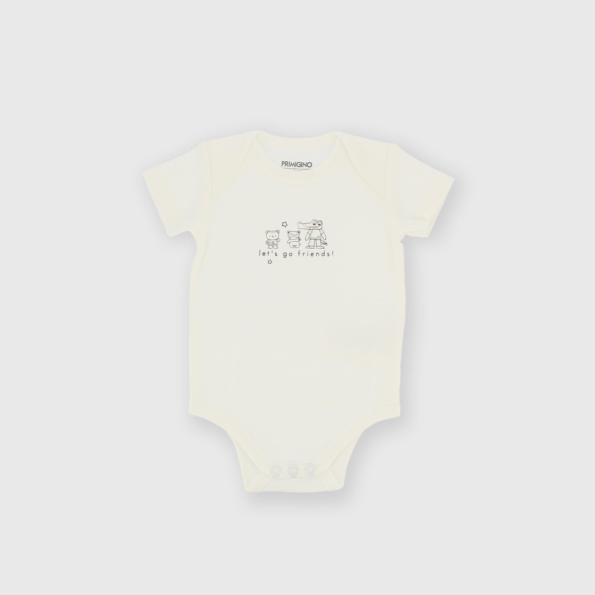 Body manica corta in cotone interlock da bambino bianco