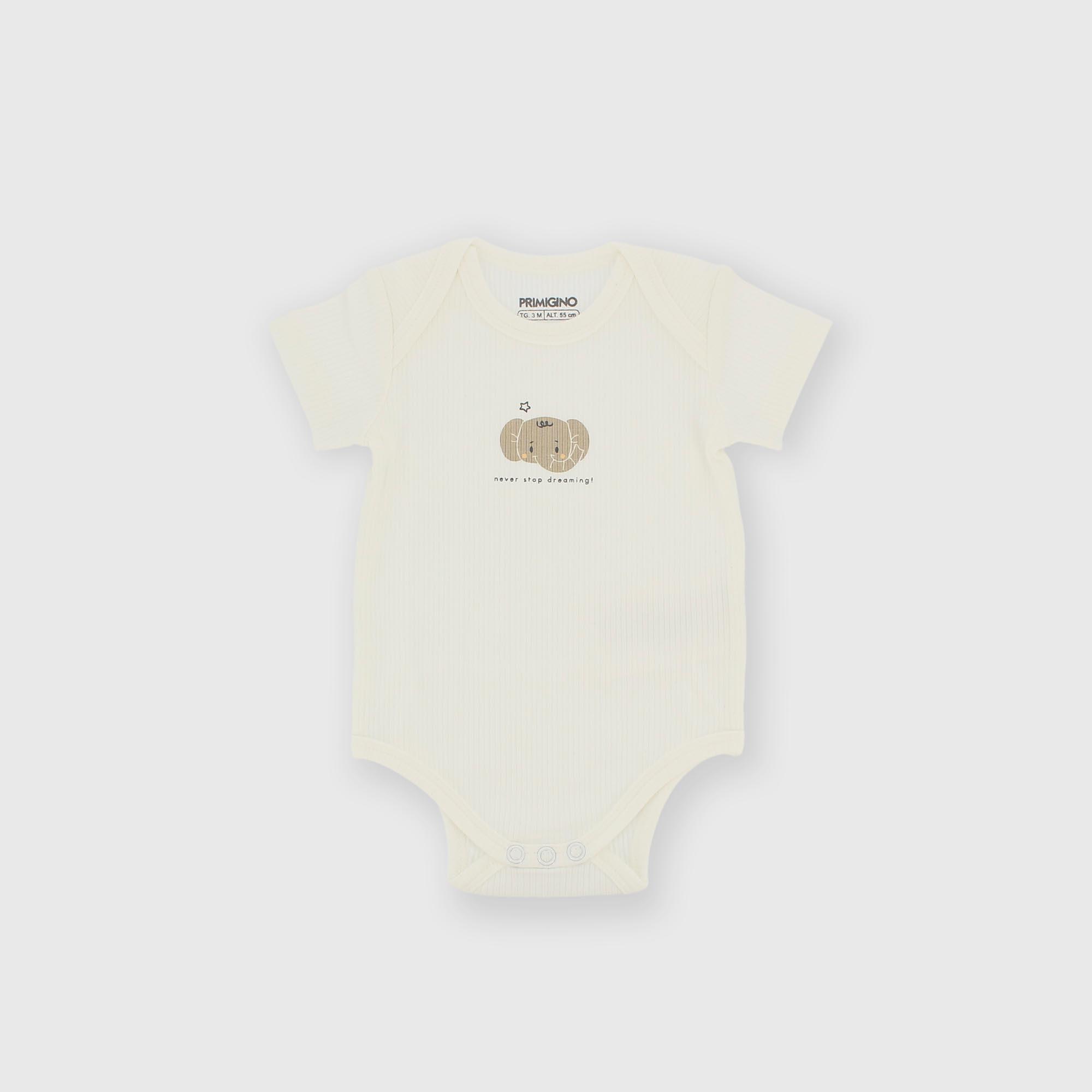 Body manica corta in costina da bambino bianco