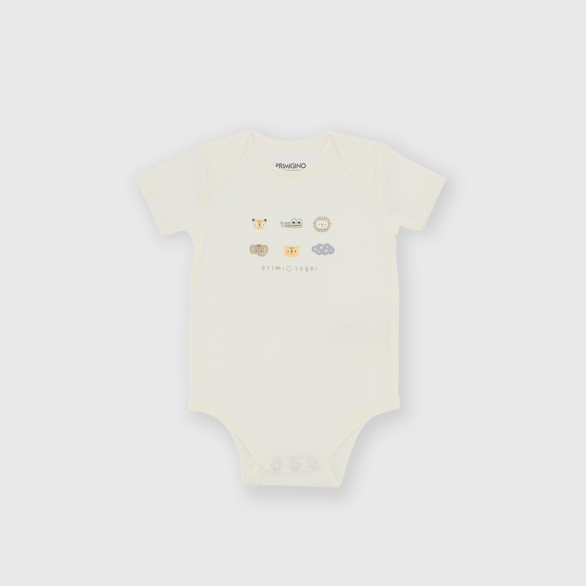 Body manica corta in cotone interlock da bambino bianco
