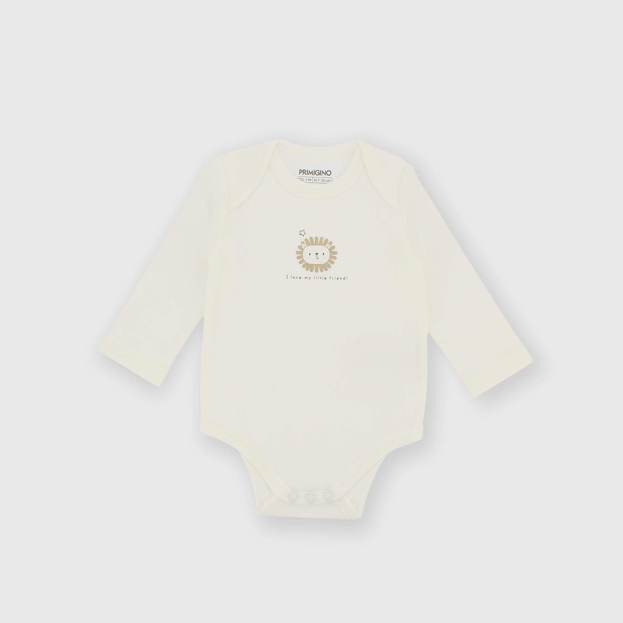 Body manica lunga in cotone interlock da bambino bianco