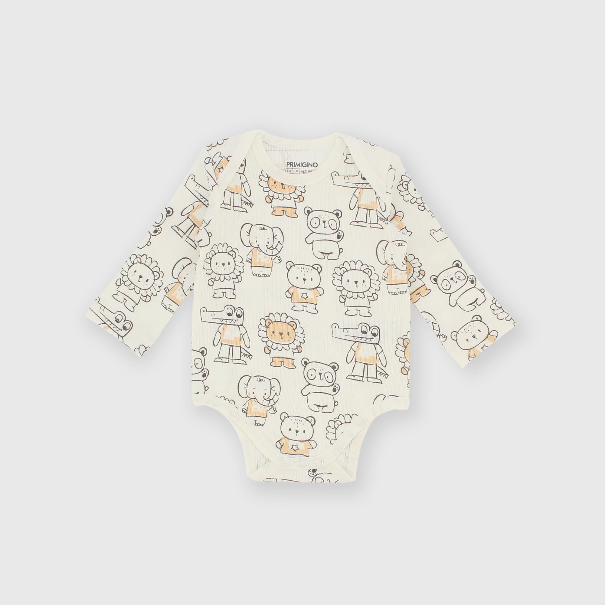 Body manica lunga in costina da bambino bianco