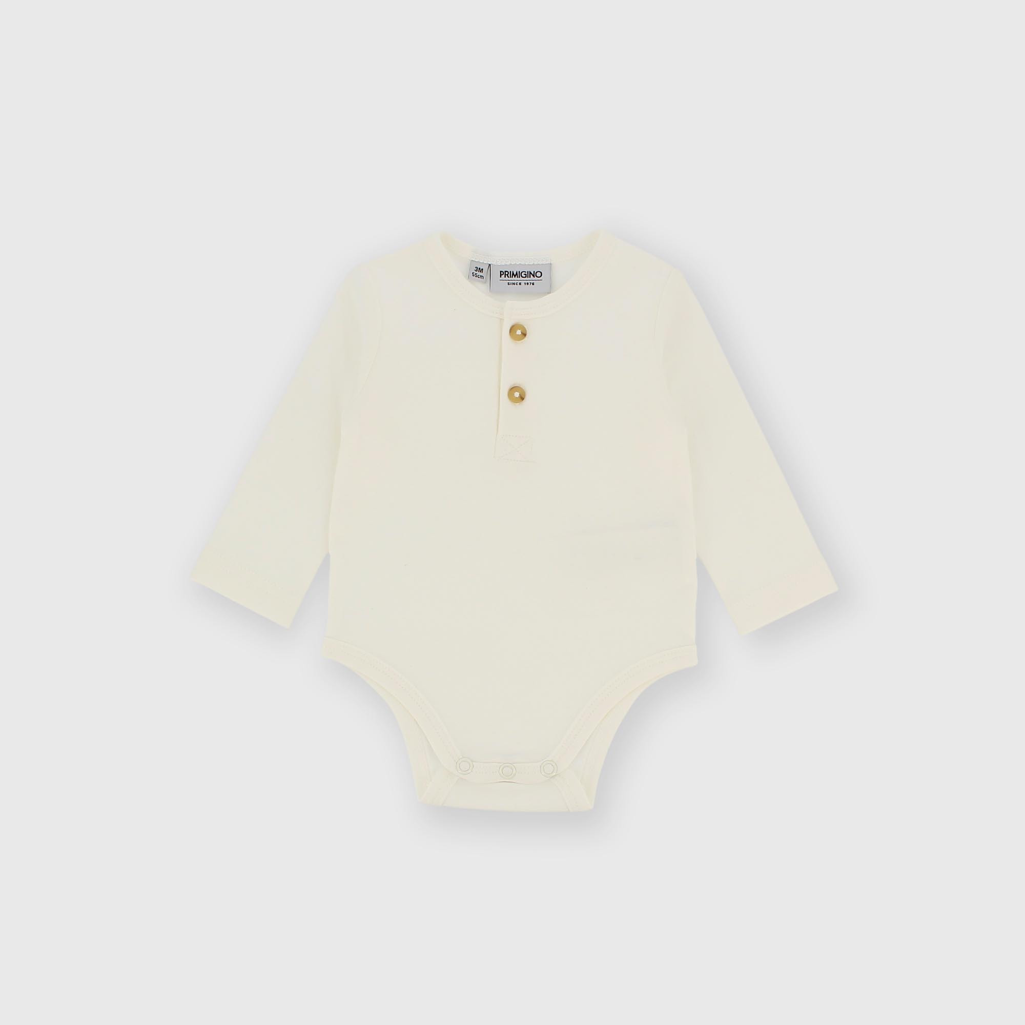 Body manica lunga in cotone interlock da bambino bianco