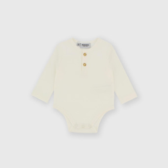 Body manica lunga in cotone interlock da bambino bianco Body manica lunga in cotone interlock da bambino bianco