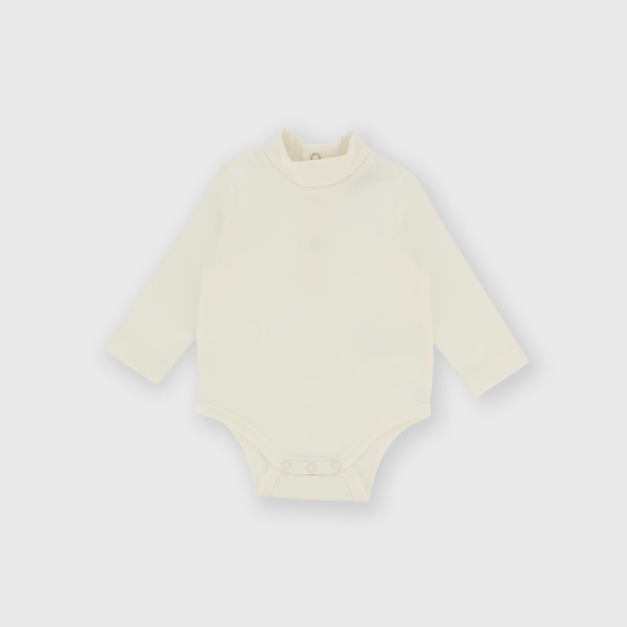 Cotton interlock long-sleeved bodysuit for boy white