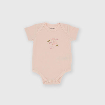 Cotton interlock short-sleeved bodysuit for girl pink Cotton interlock short-sleeved bodysuit for girl pink