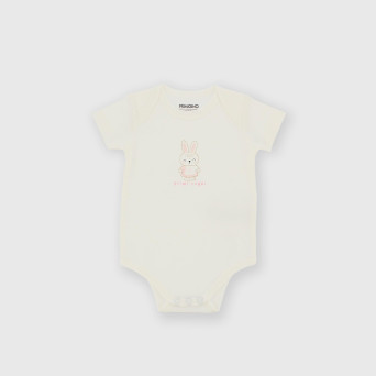 Cotton interlock short-sleeved bodysuit for girl white Cotton interlock short-sleeved bodysuit for girl white