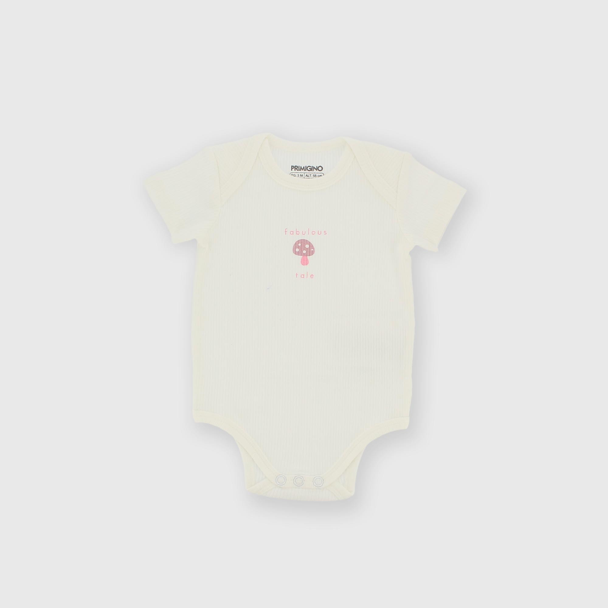 Body manica corta in costina da bambina bianco