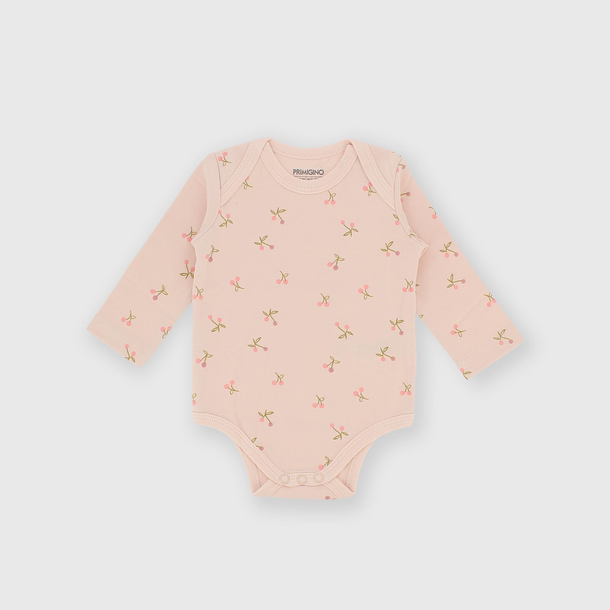 Body manica lunga in cotone interlock da bambina rosa
