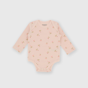 Cotton interlock long-sleeved bodysuit for girl pink Cotton interlock long-sleeved bodysuit for girl pink