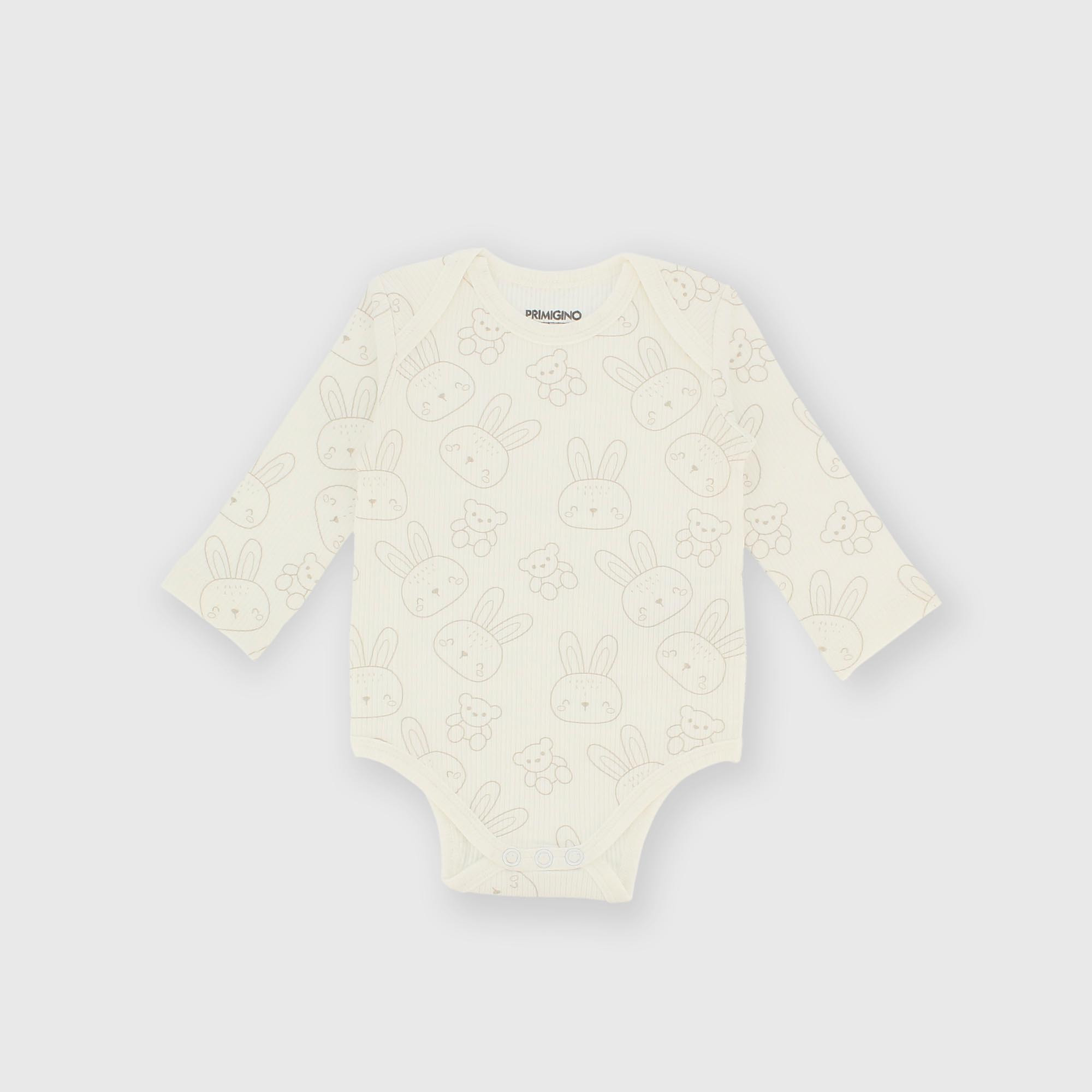 Body manica lunga in costina da bambina bianco