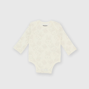 Rib long-sleeved bodysuit for girl white Rib long-sleeved bodysuit for girl white