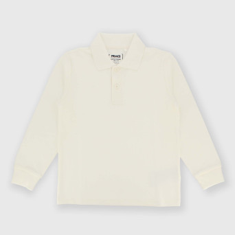 Polo shirt with long sleeves in cotton piqué, unisex, white Polo shirt with long sleeves in cotton piqué, unisex, white