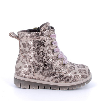 Anfibi da bambina rosa e marrone con zip Anfibi da bambina rosa e marrone con zip