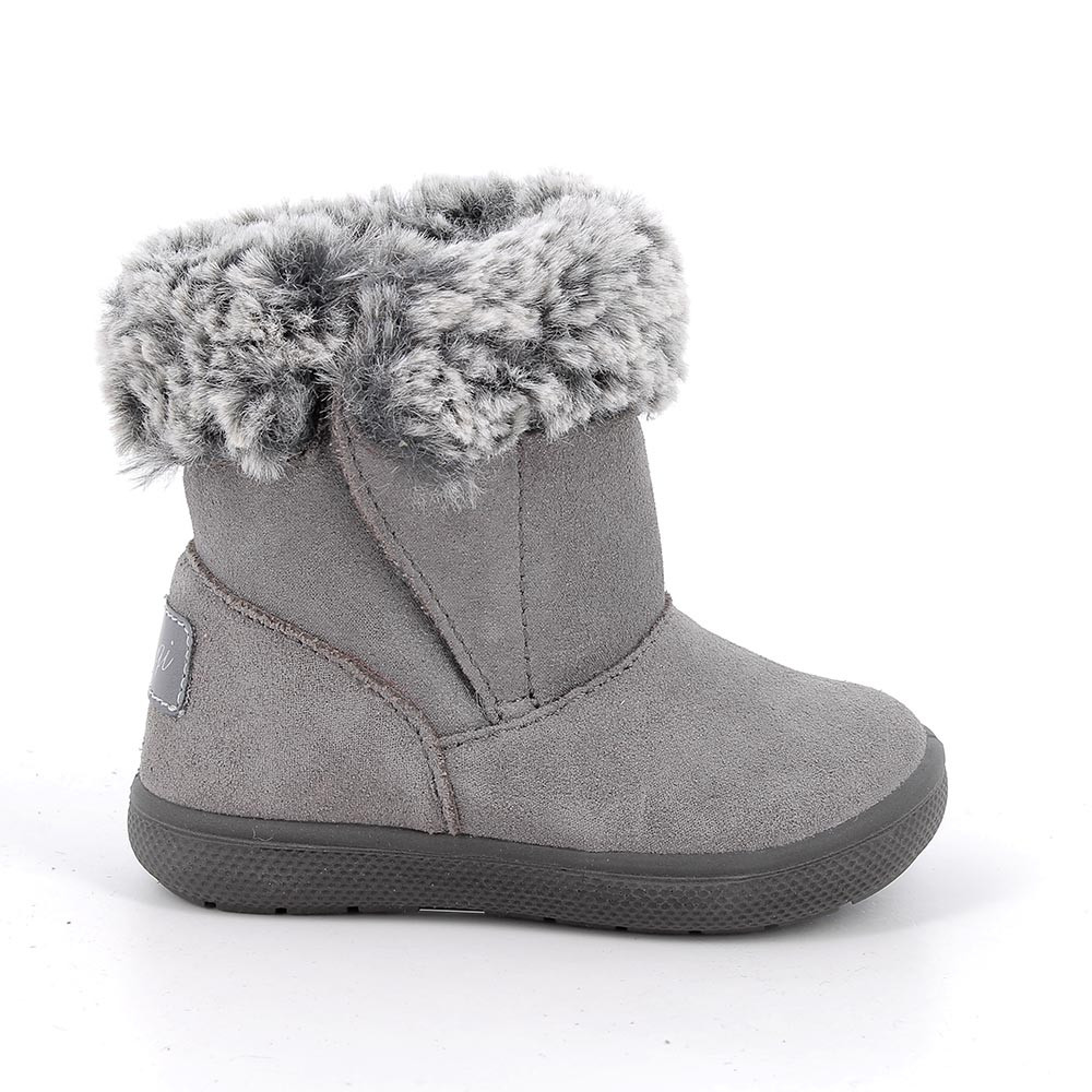 M&#xC4;DCHEN&#x20;STIEFELETTE&#x20;GRAU&#x20;MIT&#x20;VELCRO