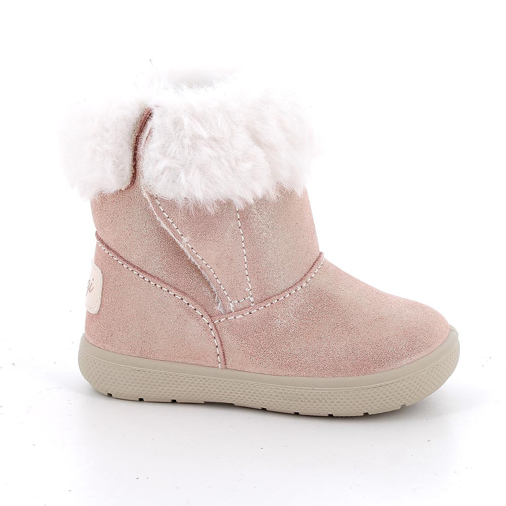 M&#xC4;DCHEN&#x20;STIEFELETTE&#x20;BEIGE&#x20;UND&#x20;ROSA&#x20;MIT&#x20;VELCRO