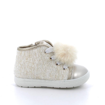 Chaussure pour fille blanc et platinum avec zip Chaussure pour fille blanc et platinum avec zip
