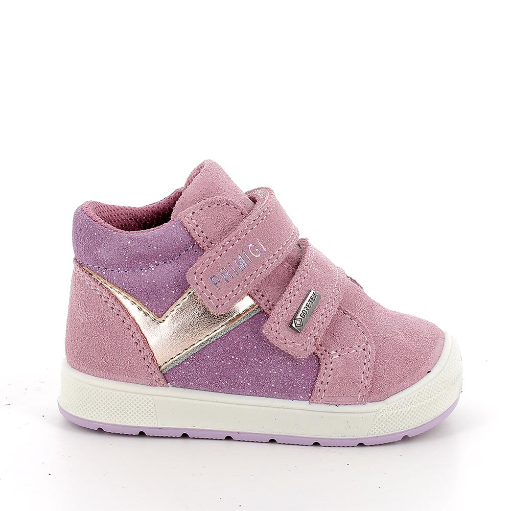 Scarpe gore-tex da bambina rosa e viola con strap