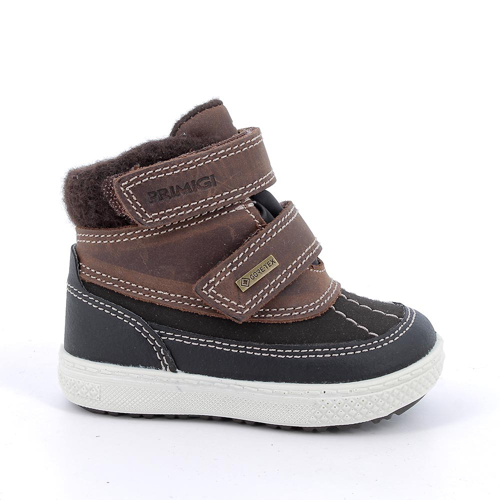 Scarponcini&#x20;gore-tex&#x20;da&#x20;bambino&#x20;marrone&#x20;e&#x20;nero&#x20;con&#x20;strap