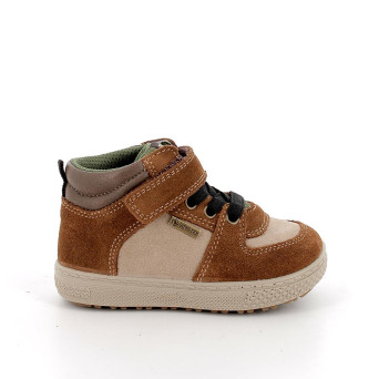 Sneaker gore-tex pour garçon brun et beige avec velcro Sneaker gore-tex pour garçon brun et beige avec velcro