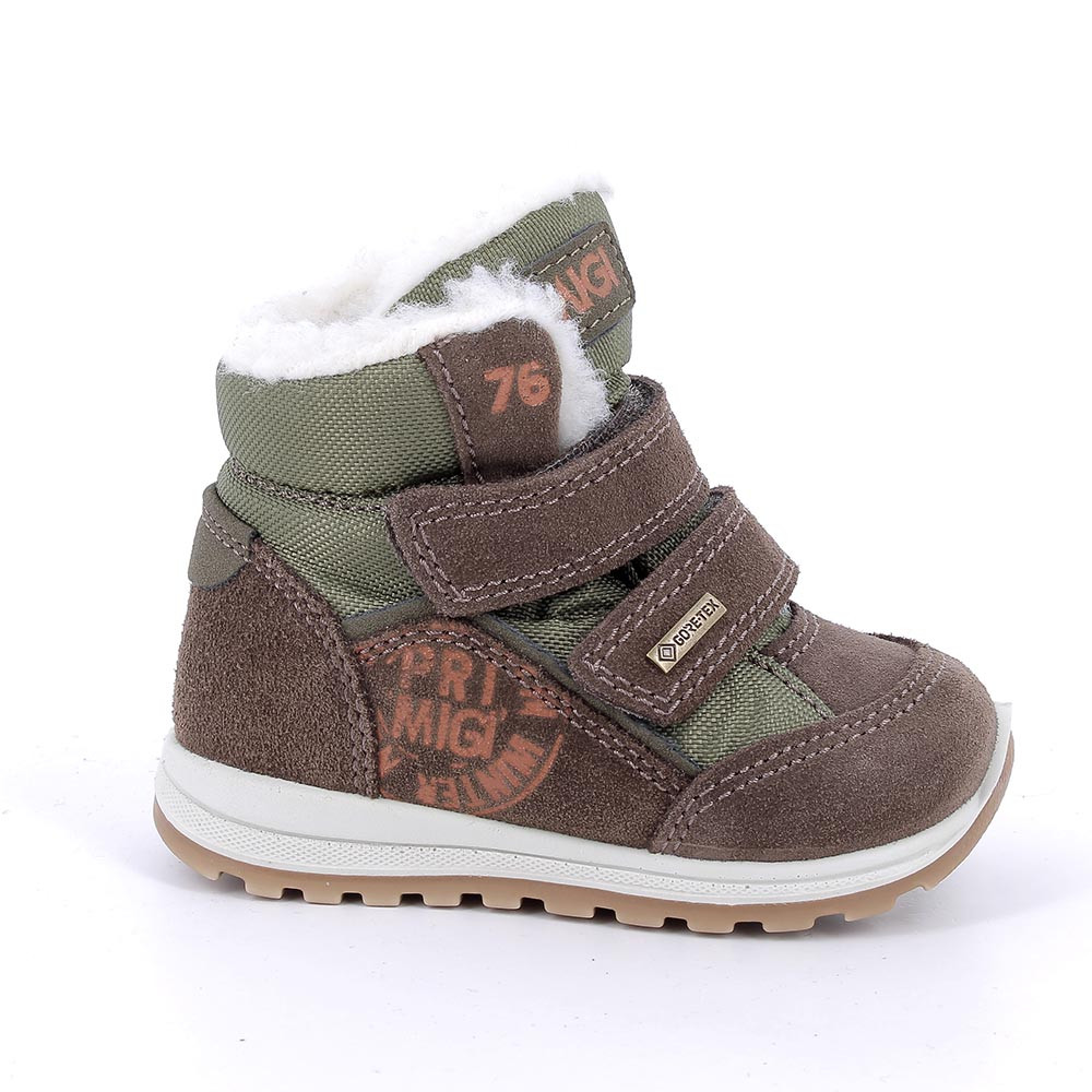 Scarponcini gore-tex da bambino marrone e verde con strap