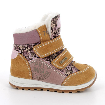 Scarponcini gore-tex da bambina giallo e rosa con strap Scarponcini gore-tex da bambina giallo e rosa con strap