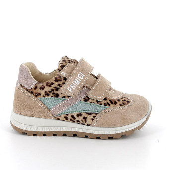 Sneakers da bambina beige con strap Sneakers da bambina beige con strap
