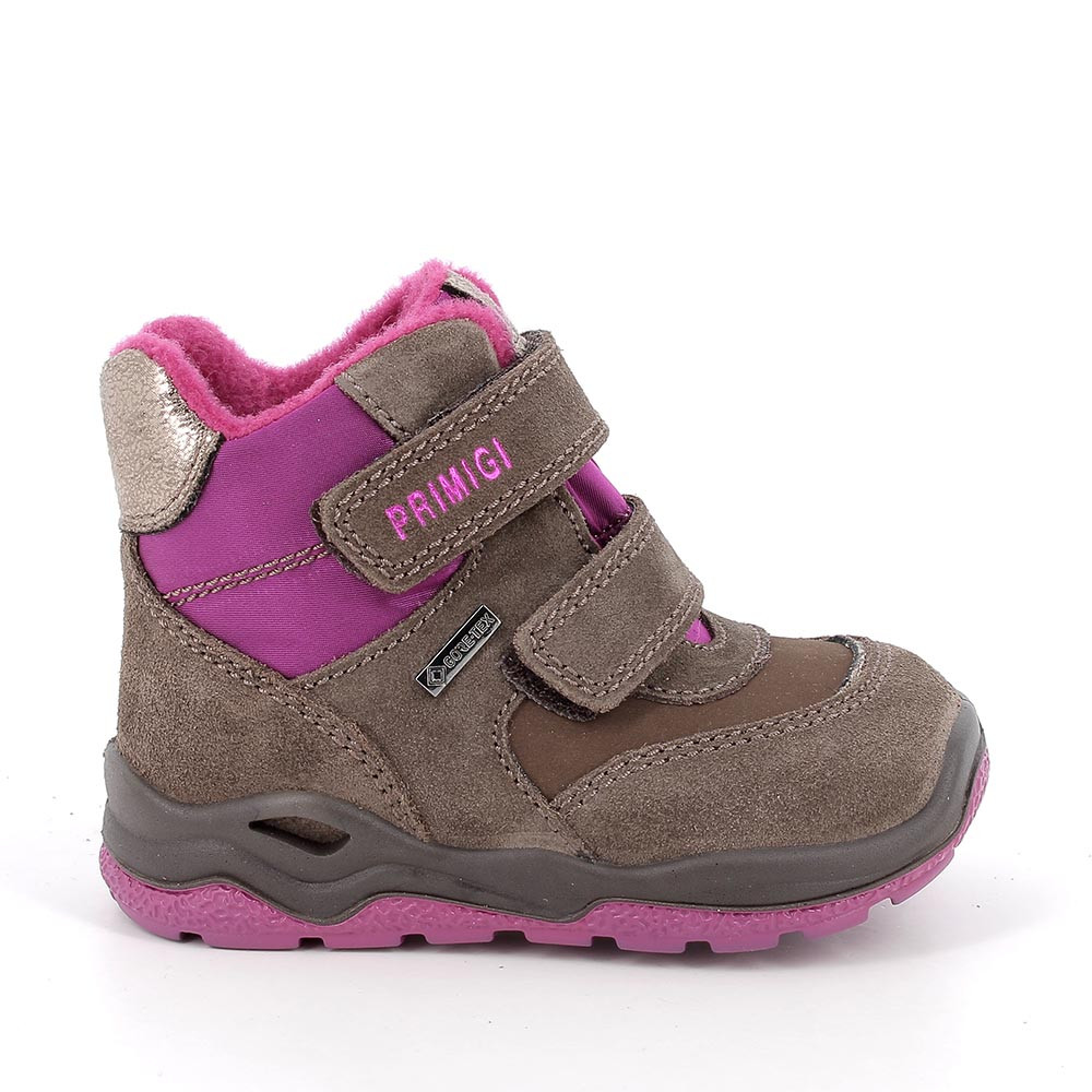 M&#xC4;DCHEN&#x20;GORE-TEX&#x20;STIEFELETTEN&#x20;BRAUN&#x20;UND&#x20;PINK&#x20;MIT&#x20;VELCRO