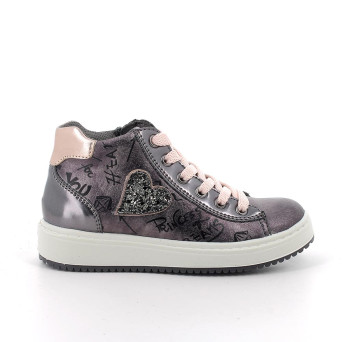 Sneakers da bambina grigio con zip Sneakers da bambina grigio con zip