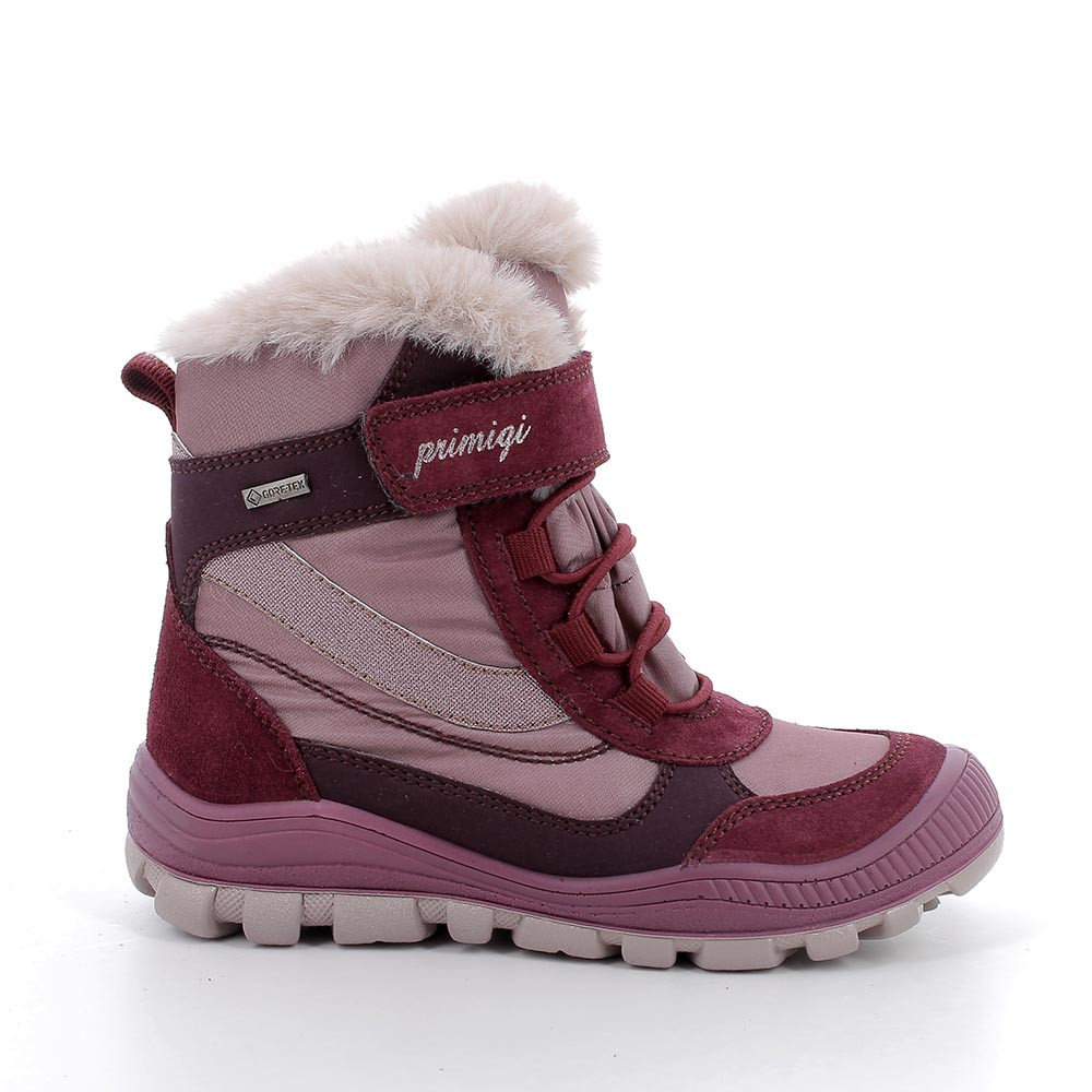 M&#xC4;DCHEN&#x20;GORE-TEX&#x20;STIEFELETTEN&#x20;BORDEAUX&#x20;UND&#x20;ROSA&#x20;MIT&#x20;VELCRO