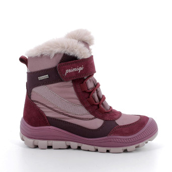 Scarponcini gore-tex da bambina bordò e rosa con strap Scarponcini gore-tex da bambina bordò e rosa con strap