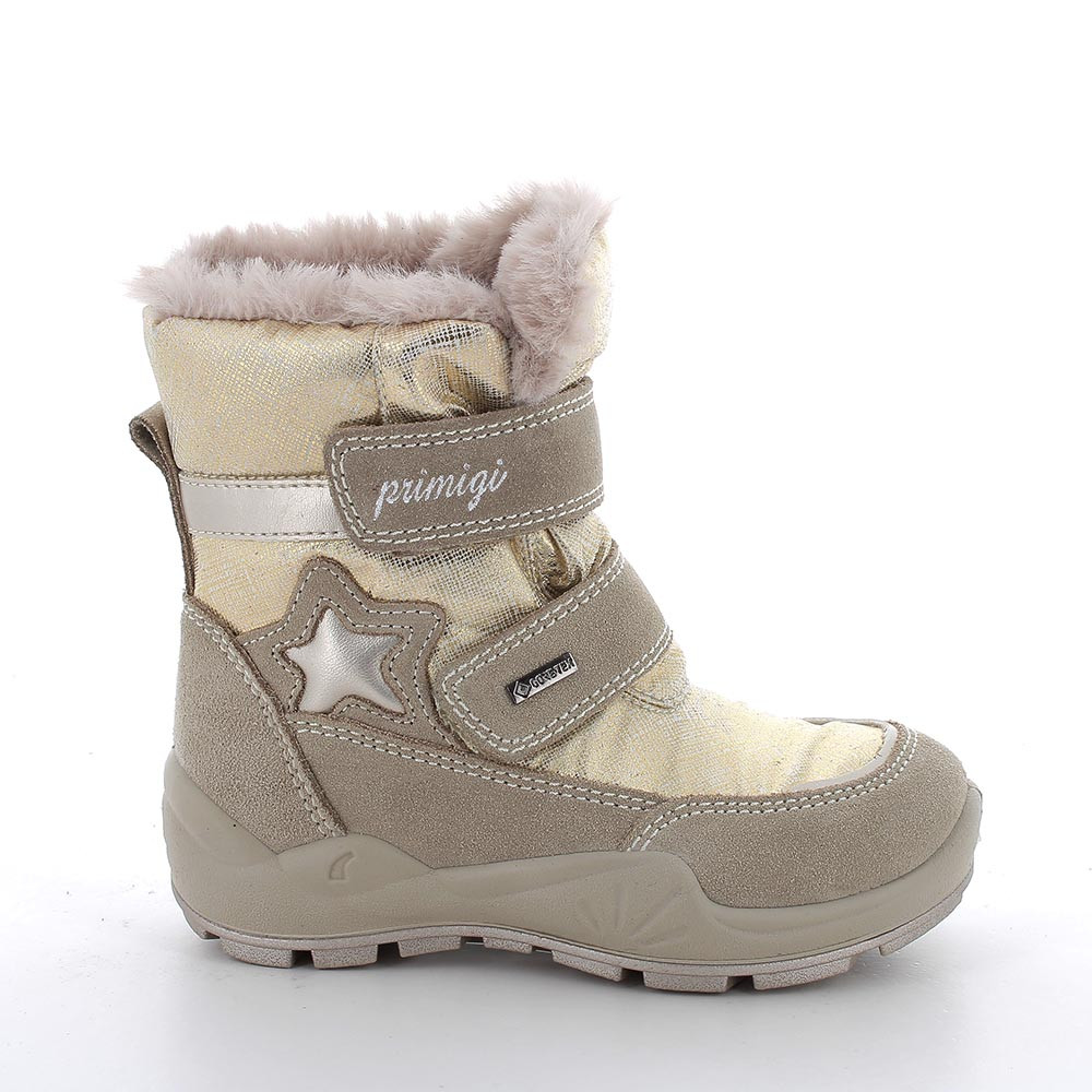Stivaletti&#x20;gore-tex&#x20;da&#x20;bambina&#x20;beige&#x20;e&#x20;platino&#x20;con&#x20;strap