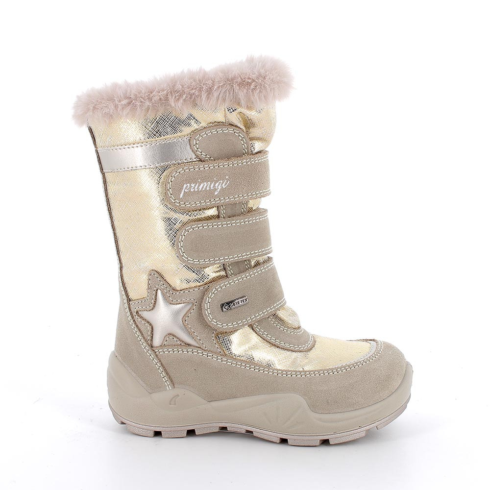 M&#xC4;DCHEN&#x20;GORE-TEX&#x20;STIEFEL&#x20;BEIGE&#x20;UND&#x20;PLATIN&#x20;MIT&#x20;VELCRO