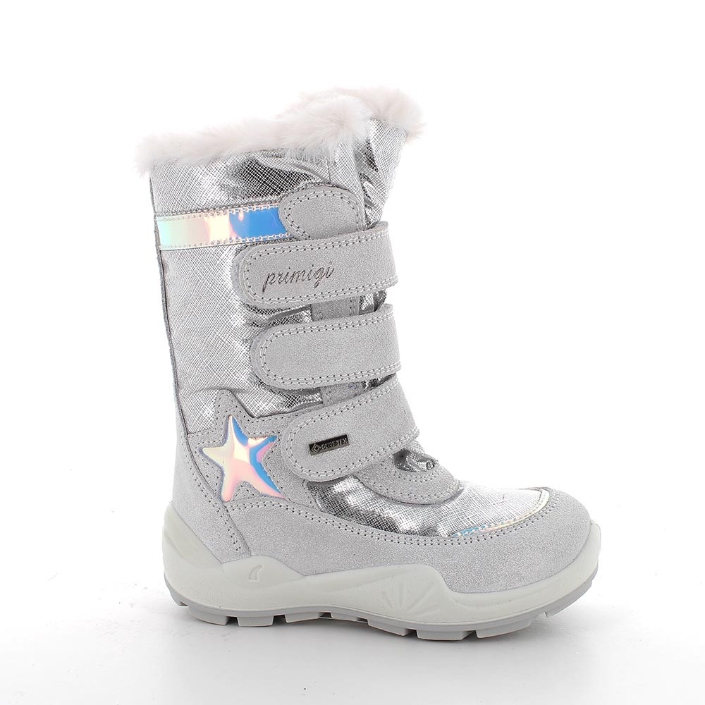M&#xC4;DCHEN&#x20;GORE-TEX&#x20;STIEFEL&#x20;SILBER&#x20;MIT&#x20;VELCRO