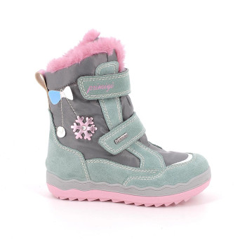Bottillon gore-tex pour fille vert et gris avec velcro Bottillon gore-tex pour fille vert et gris avec velcro