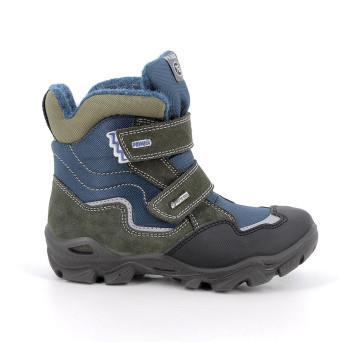 Stivaletti gore-tex da bambino verde e celeste con strap Stivaletti gore-tex da bambino verde e celeste con strap