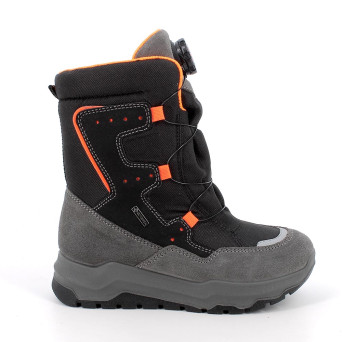 Stivaletti gore-tex da bambino nero e grigio con chiusura a disco Stivaletti gore-tex da bambino nero e grigio con chiusura a disco