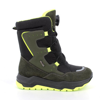 Stivaletti gore-tex da bambino verde e nero con chiusura a disco Stivaletti gore-tex da bambino verde e nero con chiusura a disco