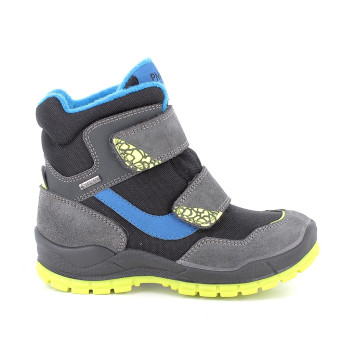 Stivaletti gore-tex da bambino grigio e nero con strap Stivaletti gore-tex da bambino grigio e nero con strap