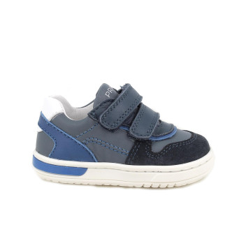 Sneakers da bambino blu con strap Sneakers da bambino blu con strap