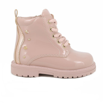 Bottillon pour fille rose et beige avec zip Bottillon pour fille rose et beige avec zip