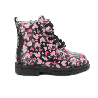 Anfibi da bambina nero e rosa con zip Anfibi da bambina nero e rosa con zip