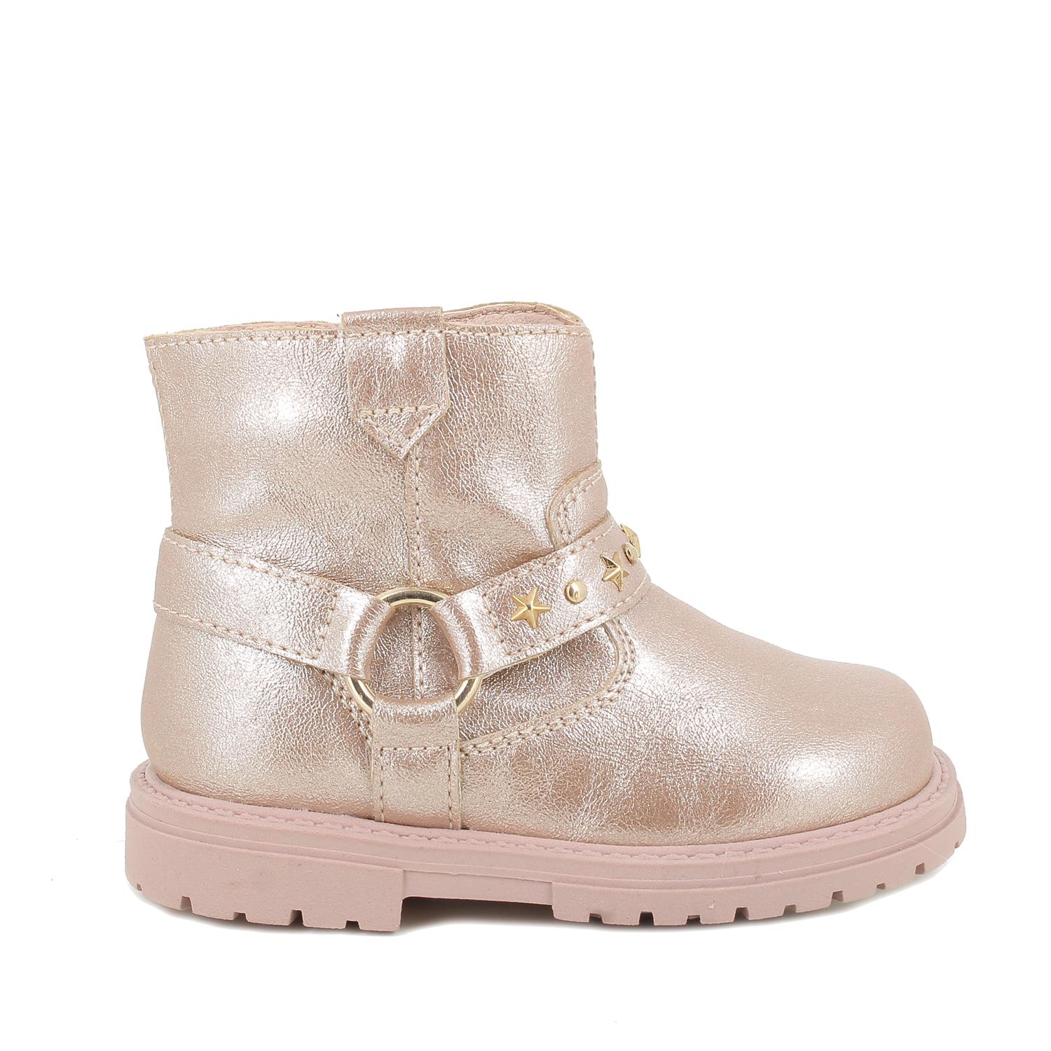 Bottine pour fille rose et beige avec zip
